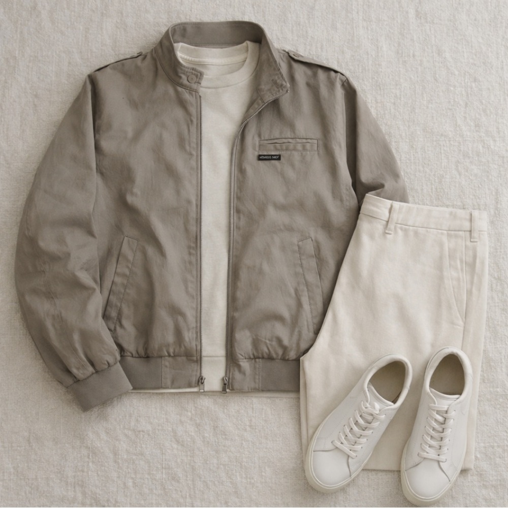 Members Only Racer Jacket Lightweight Zip Front Taupe XL 2X